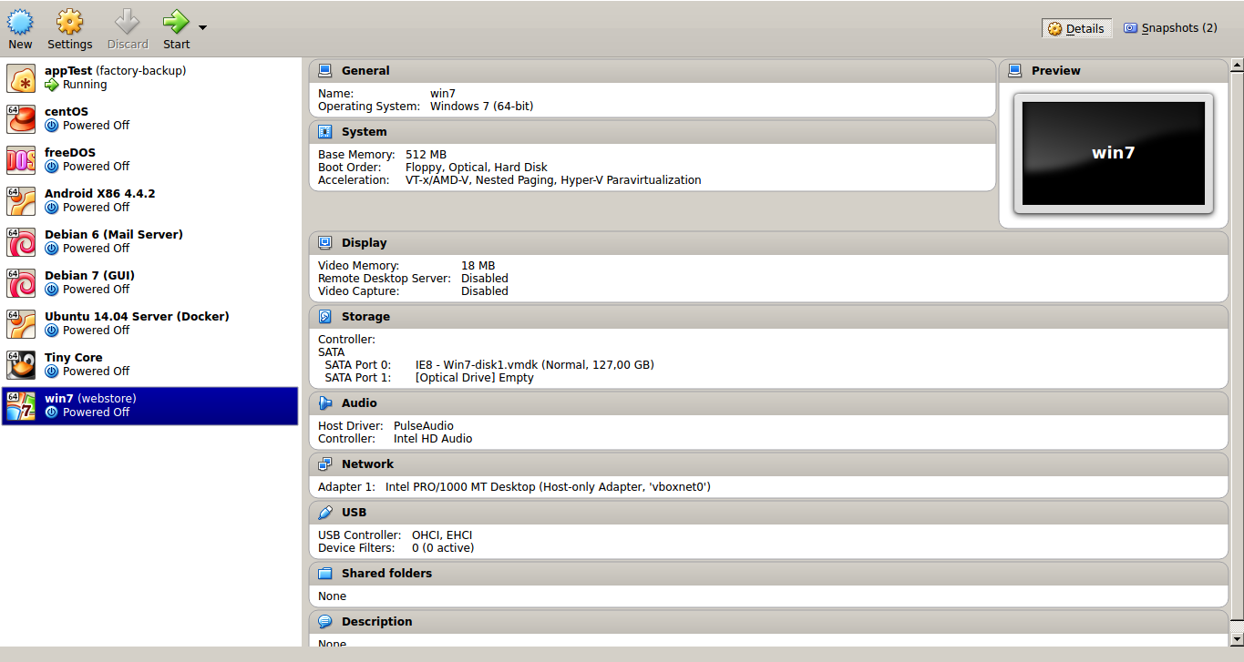 virtual box screen